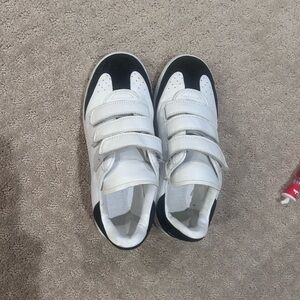 White and Black Sneakers with Velcro Straps